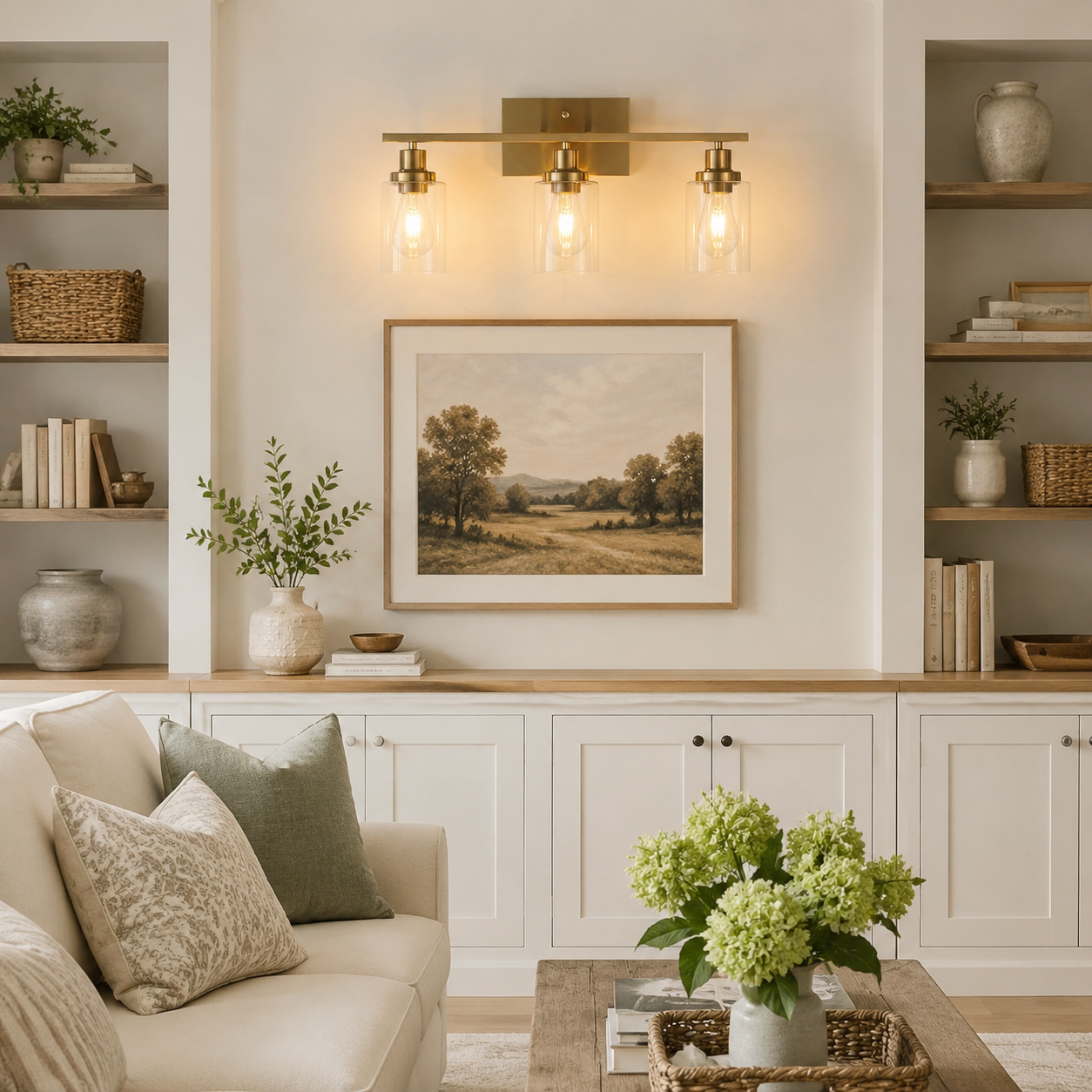Lynor Classic Farmhouse Clear Glass Triple Sconce