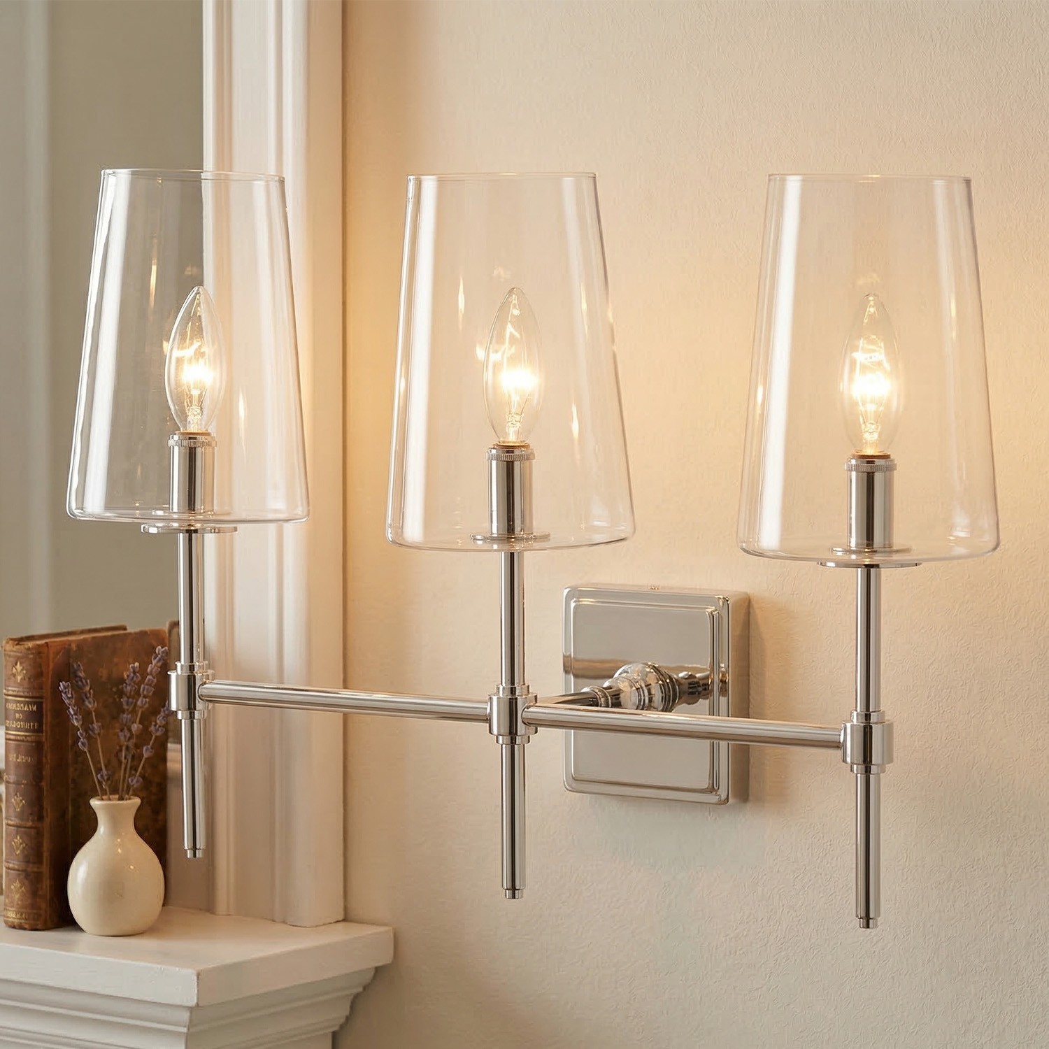 Murano Farmhouse Clear Glass Vanity Wall Sconce
