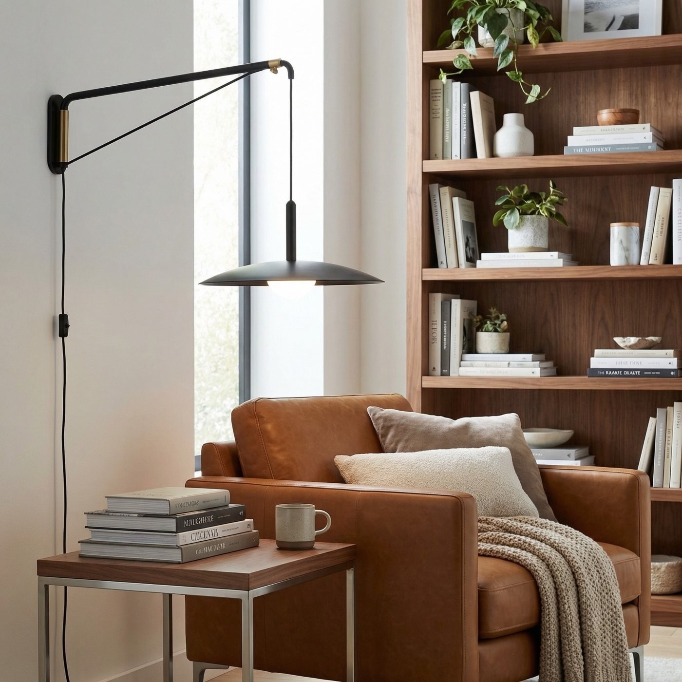 Cruz Minimalist Adjustable Plug-In Wall Sconce