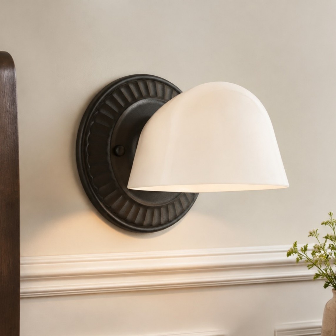 Pyrvyn Mid-Century Modern Milk Glass Shade Wall Sconce