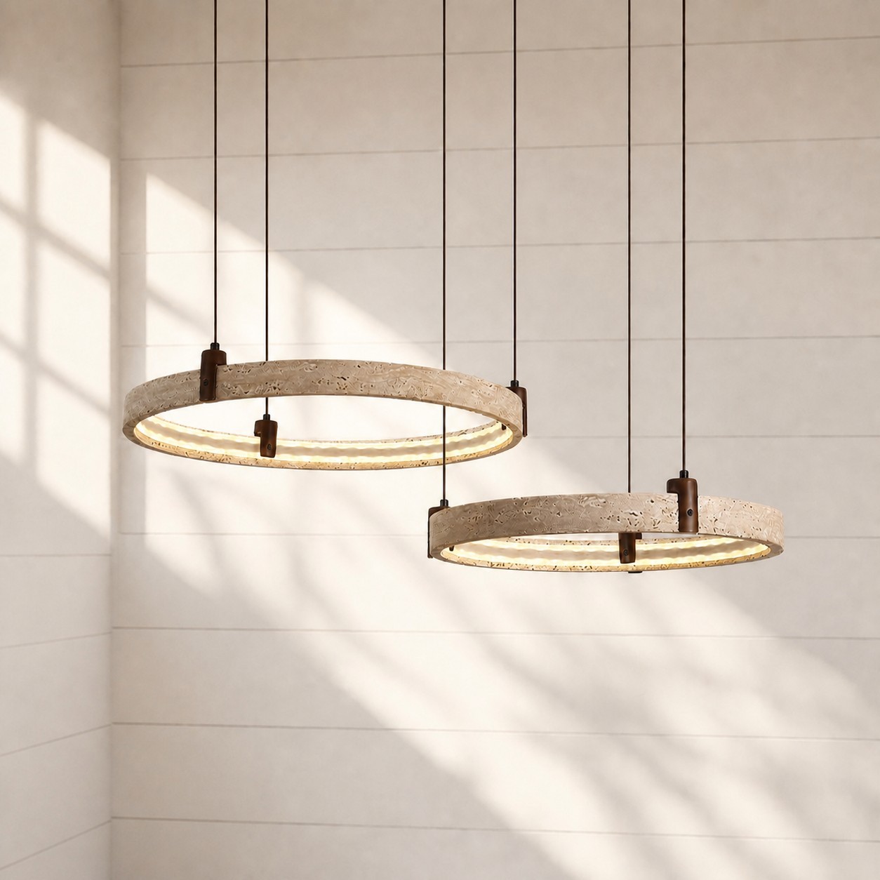 Ivy Wabi-Sabi Travertine Ring Integrated LED Chandelier