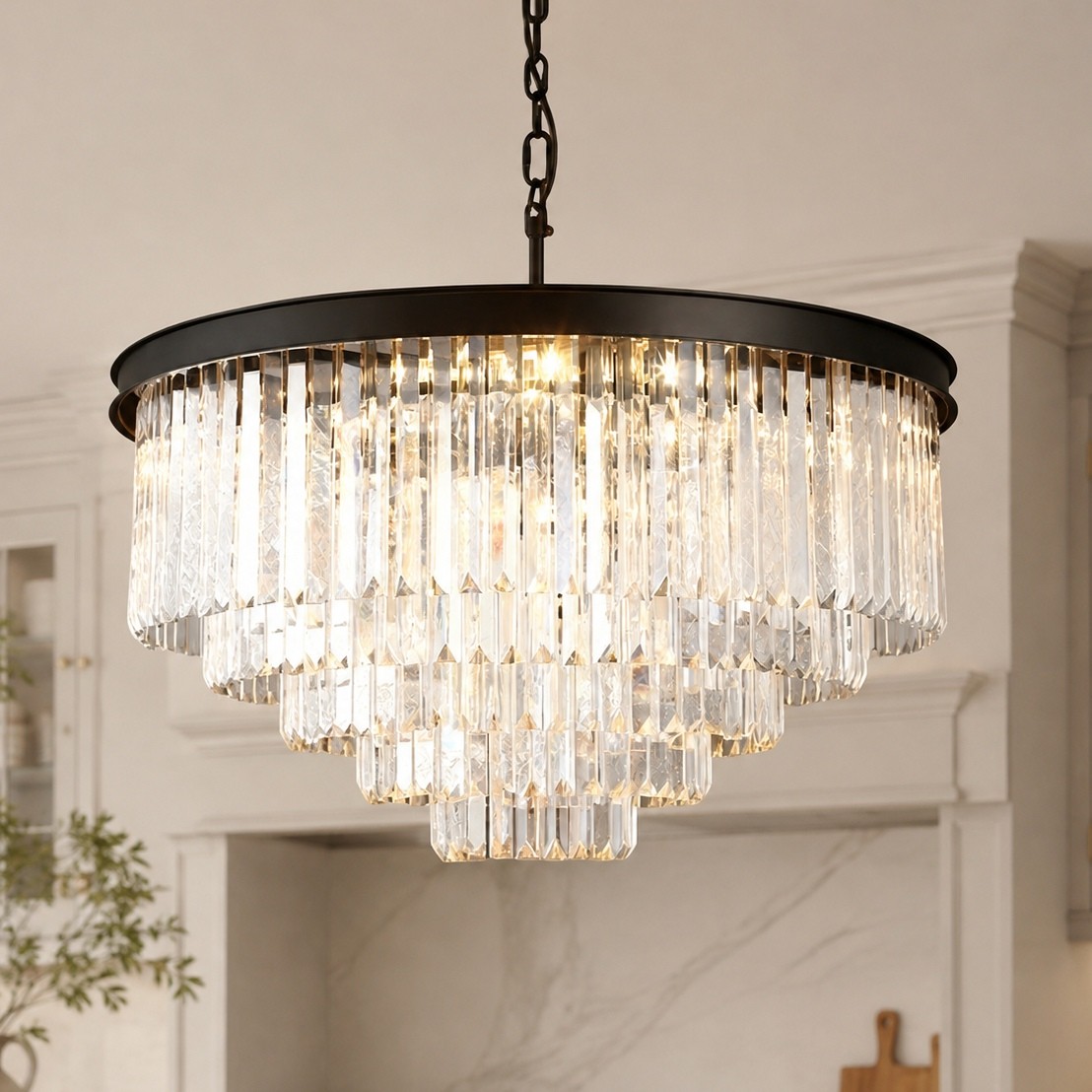 Guinevere Vintage Luxury Tiered Round Crystal Chandelier