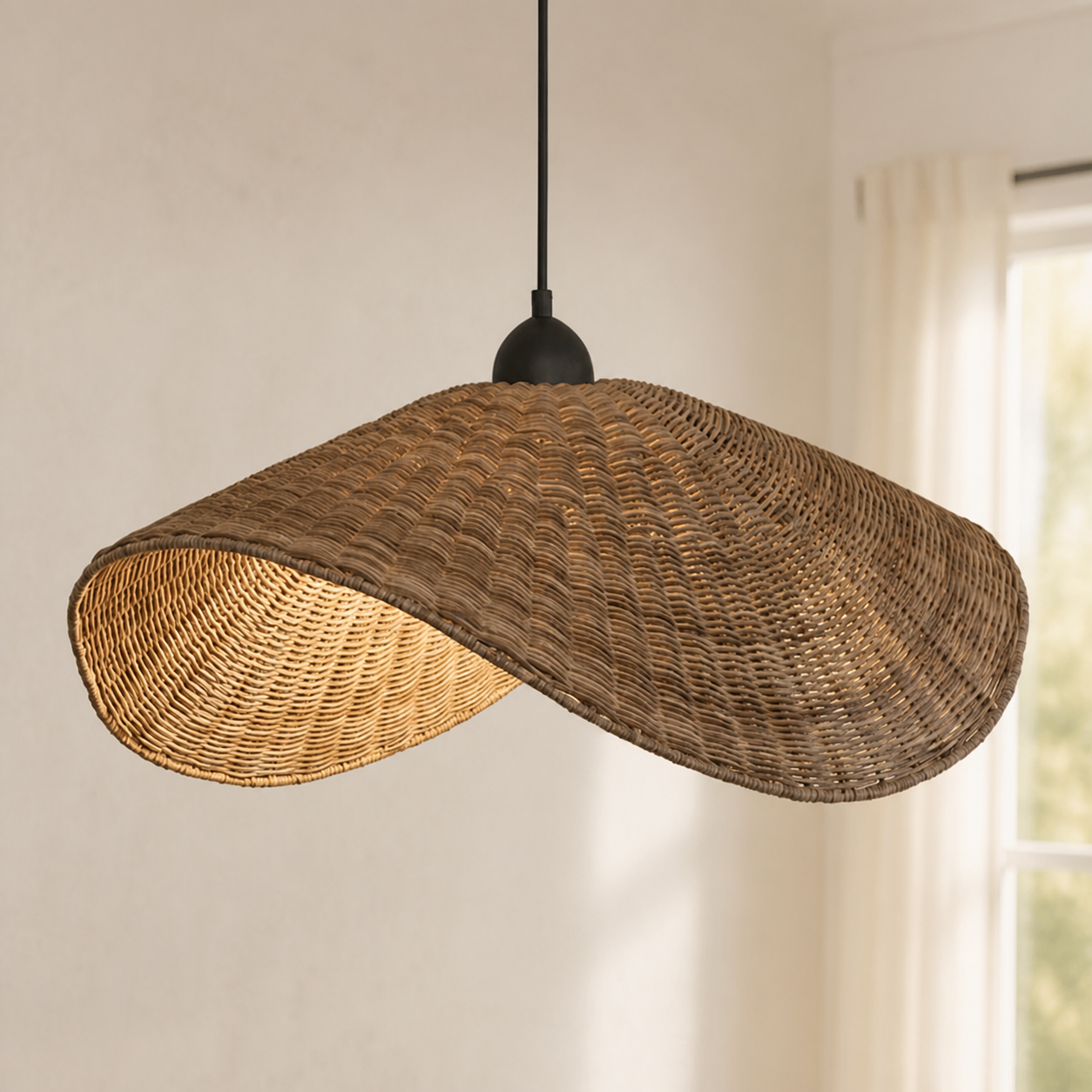 Holli Organic Boho Wicker Rattan Pendant Light