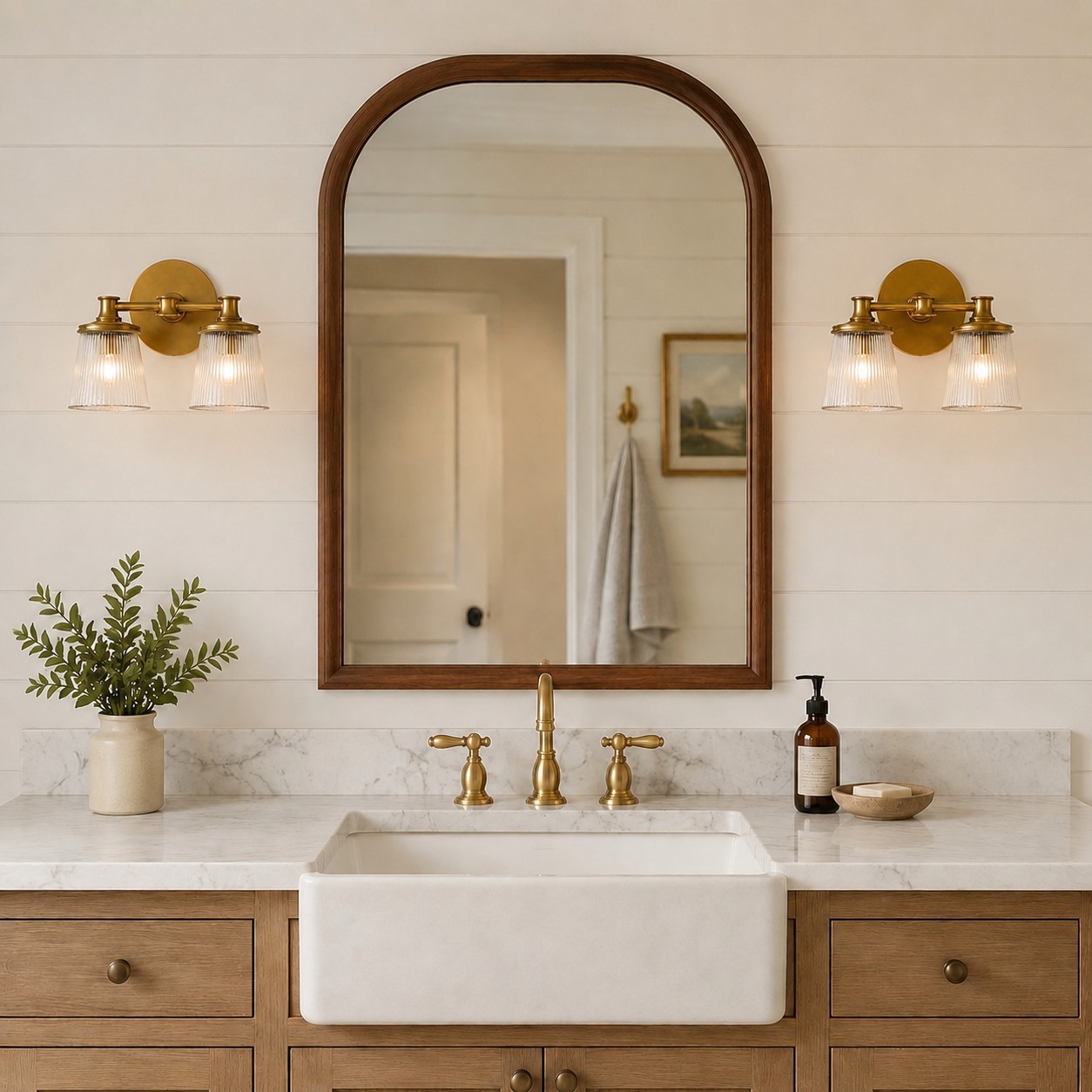 Margot Farmhouse Ribbed Glass 1/2/3 Lights Vanity Wall Sconce