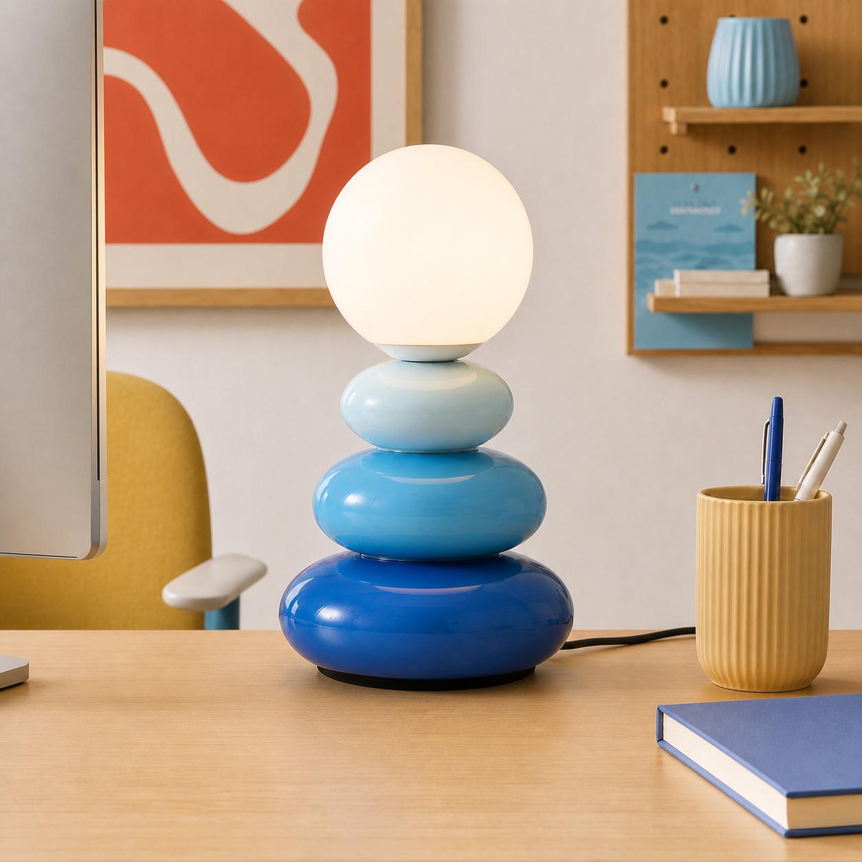 Paloma Small Ceramic USB LED Art Deco Table Lamp