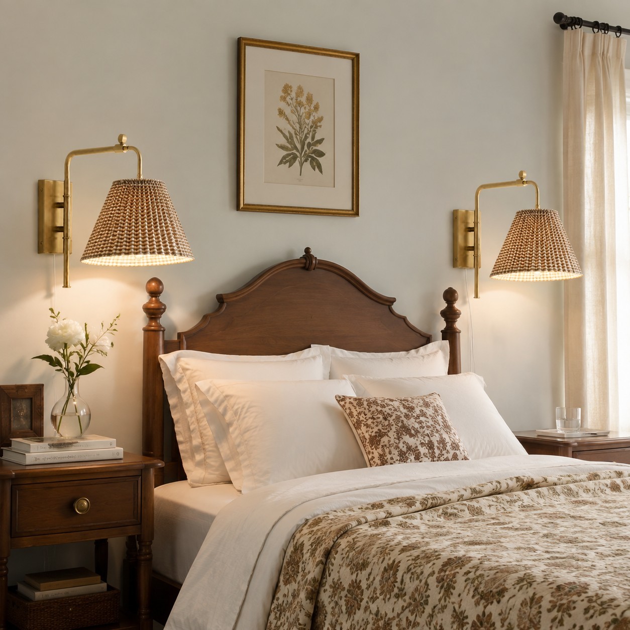 Blaine Vintage Gingham Pleated Fabric Wall Lamp