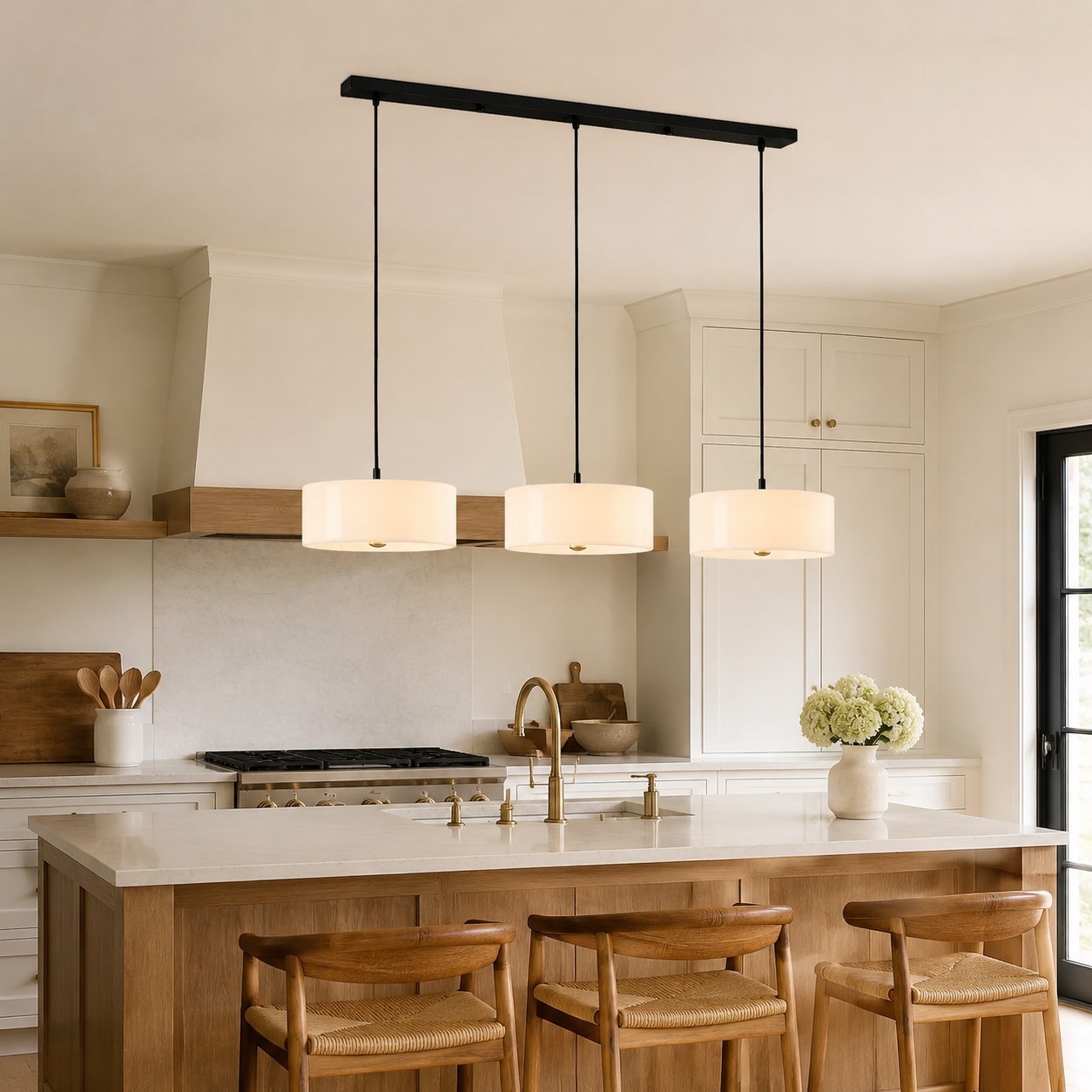 Xavier Modern Glossy Ceramic Drum Pendant Light