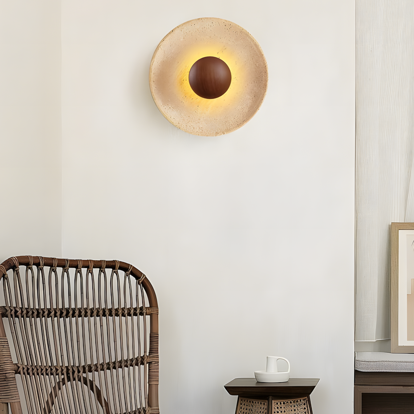 Jannik Wabi-Sabi LED Travertine Round Wall Light