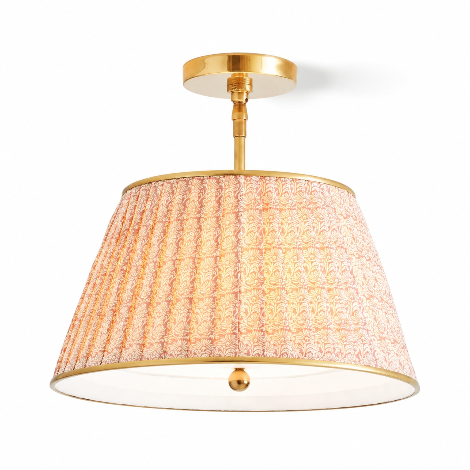 Celestine French Country Pleated Fabric Semi-Flush Ceiling Light