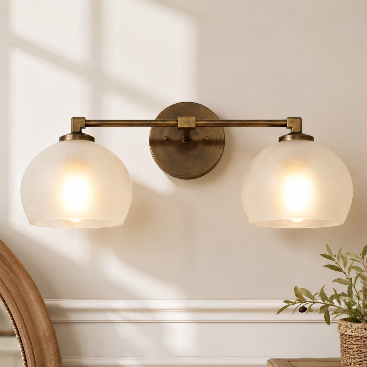 Conrad Vintage 3 Light Bellflower Glass Wall Sconce