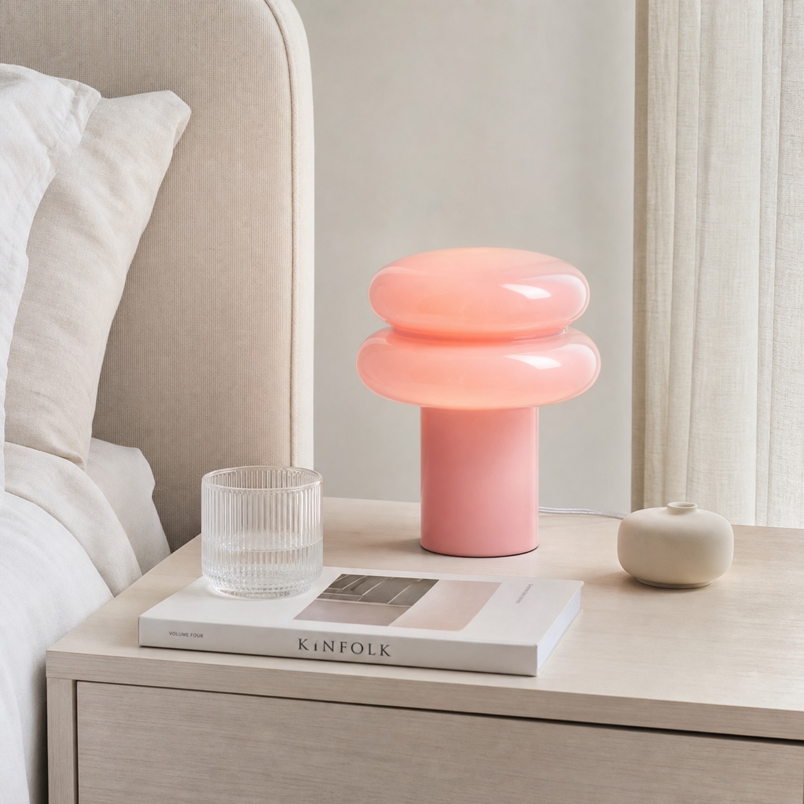 Nymeros Scandinavian Glass Mushroom Table Lamp
