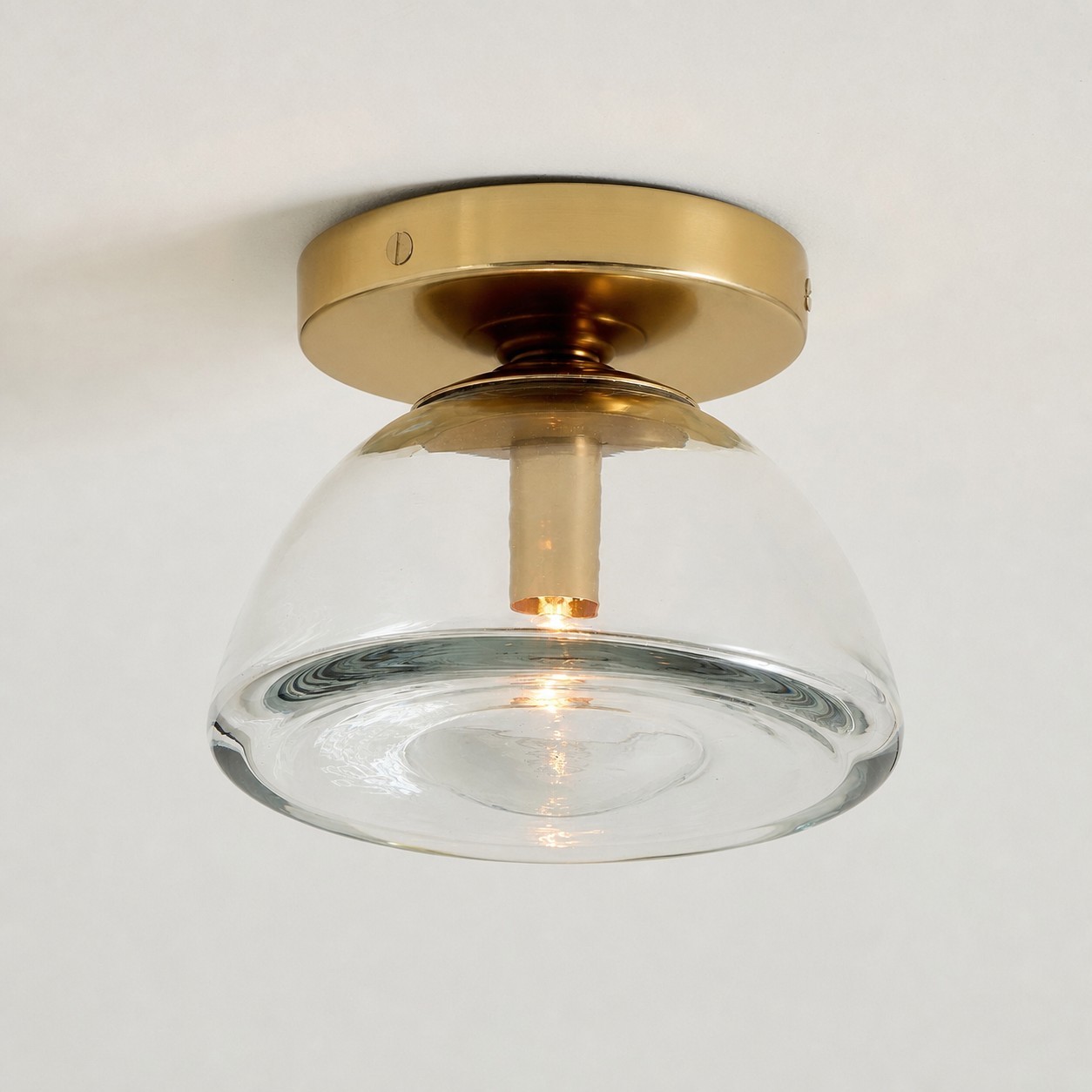 Brenna Modern Brass Cast Glass Dome Flush Mount & Wall Sconce