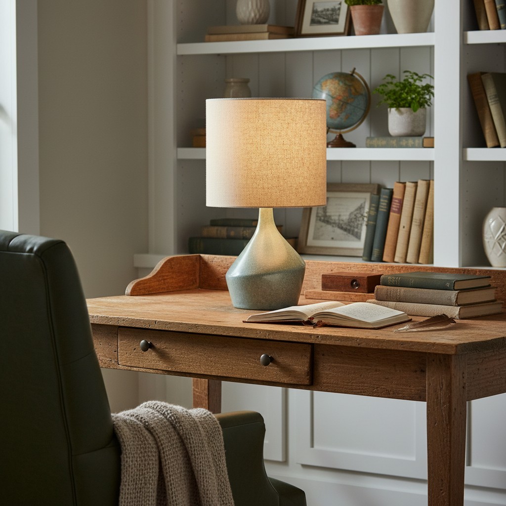 Daphne Vintage Ceramic Linen Shade Table Lamp