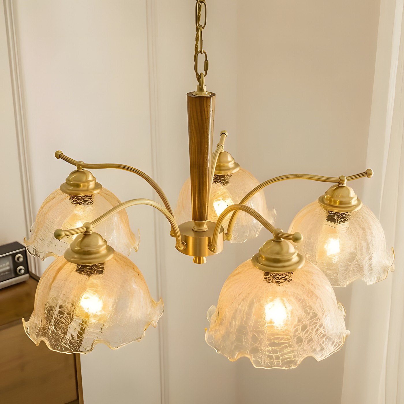 Erin French Country Crack Flower Glass Chandelier