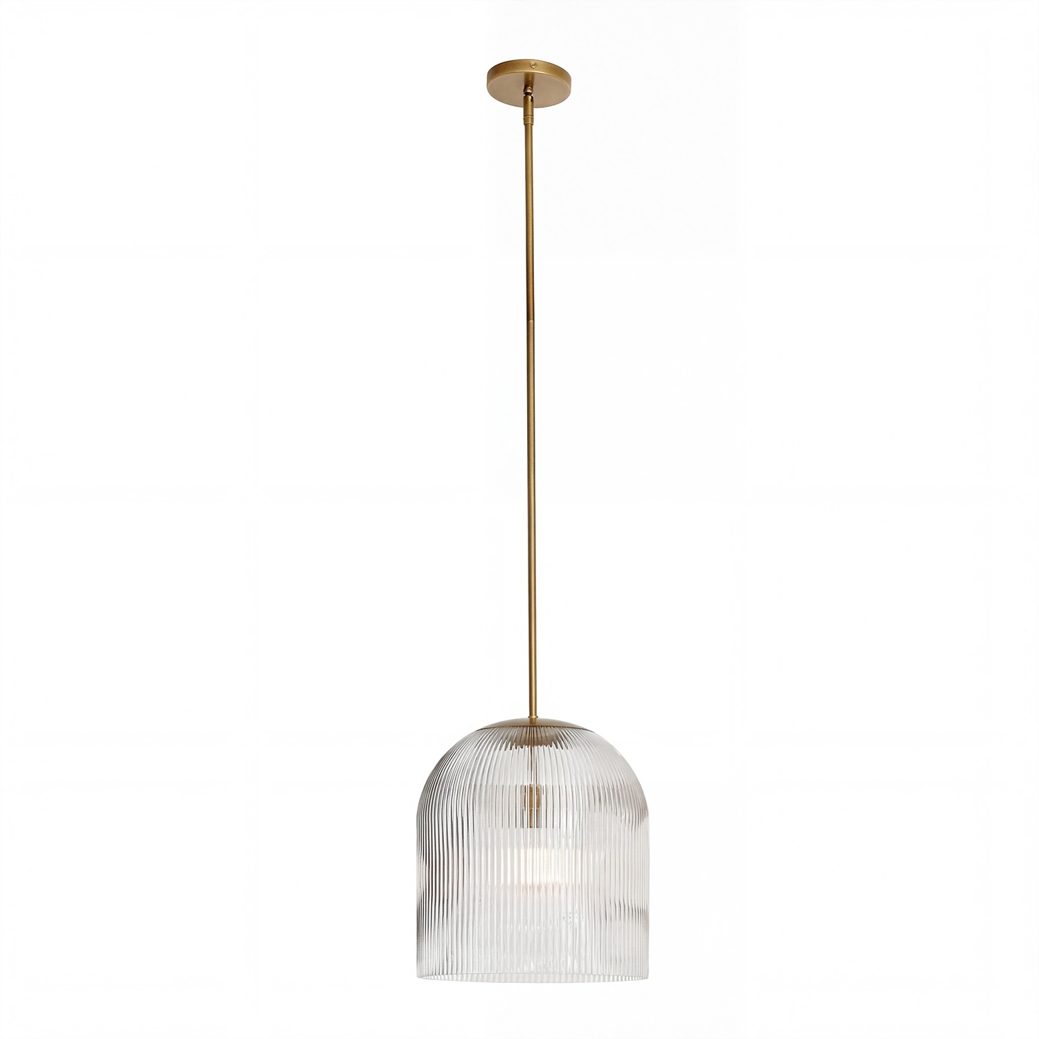 Alain Farmhouse Cooper Ribbed Glass Pendant Light For Dining Room & Kitchen