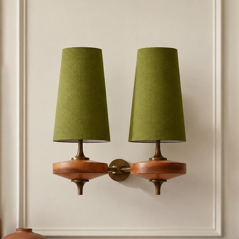 Nyxara Vintage  Fabric Tapered Shade Wall Sconce