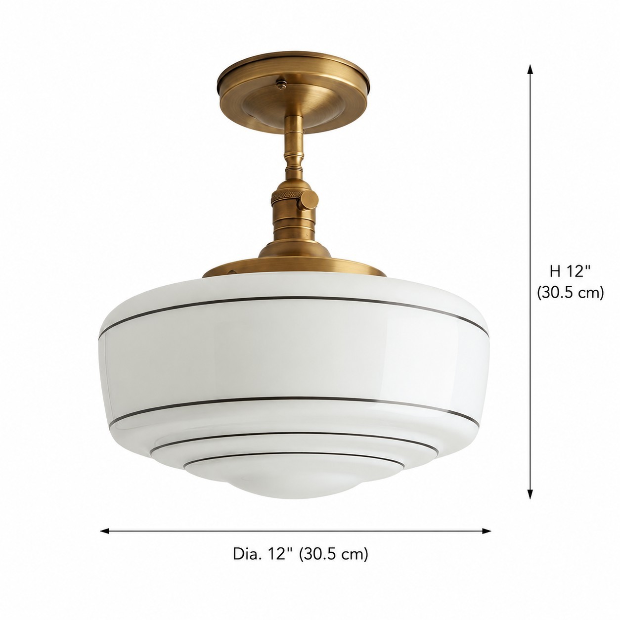 Quinlix Mid-Century Modern Milk Striped Glass Ceiling Lamp