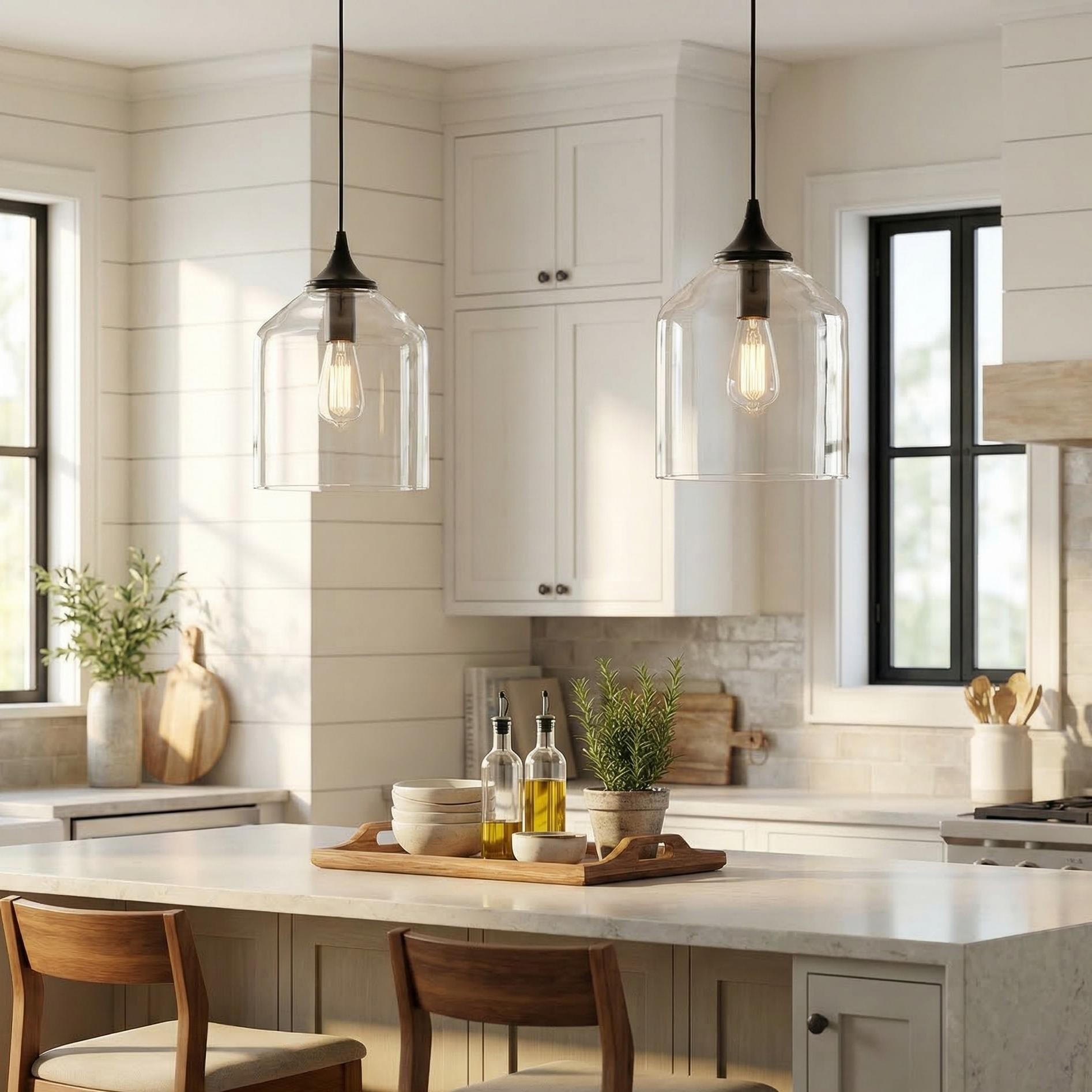 Declan Modern Bell Shaped Glass Pendant Light
