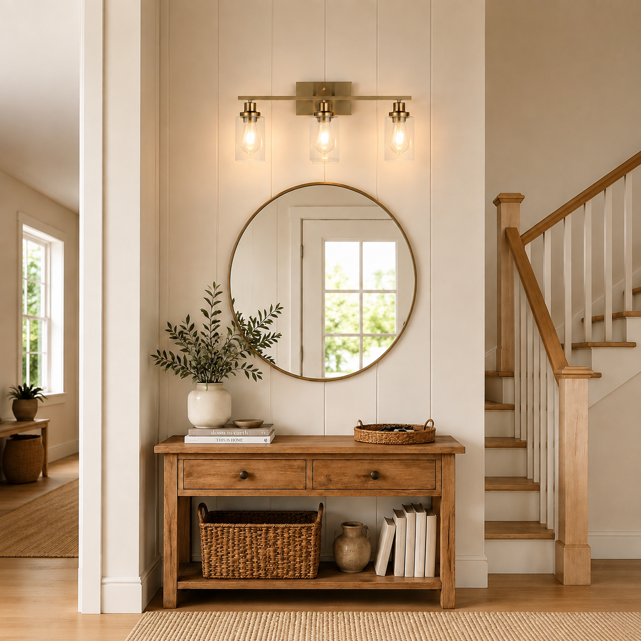 Lynor Classic Farmhouse Clear Glass Triple Sconce
