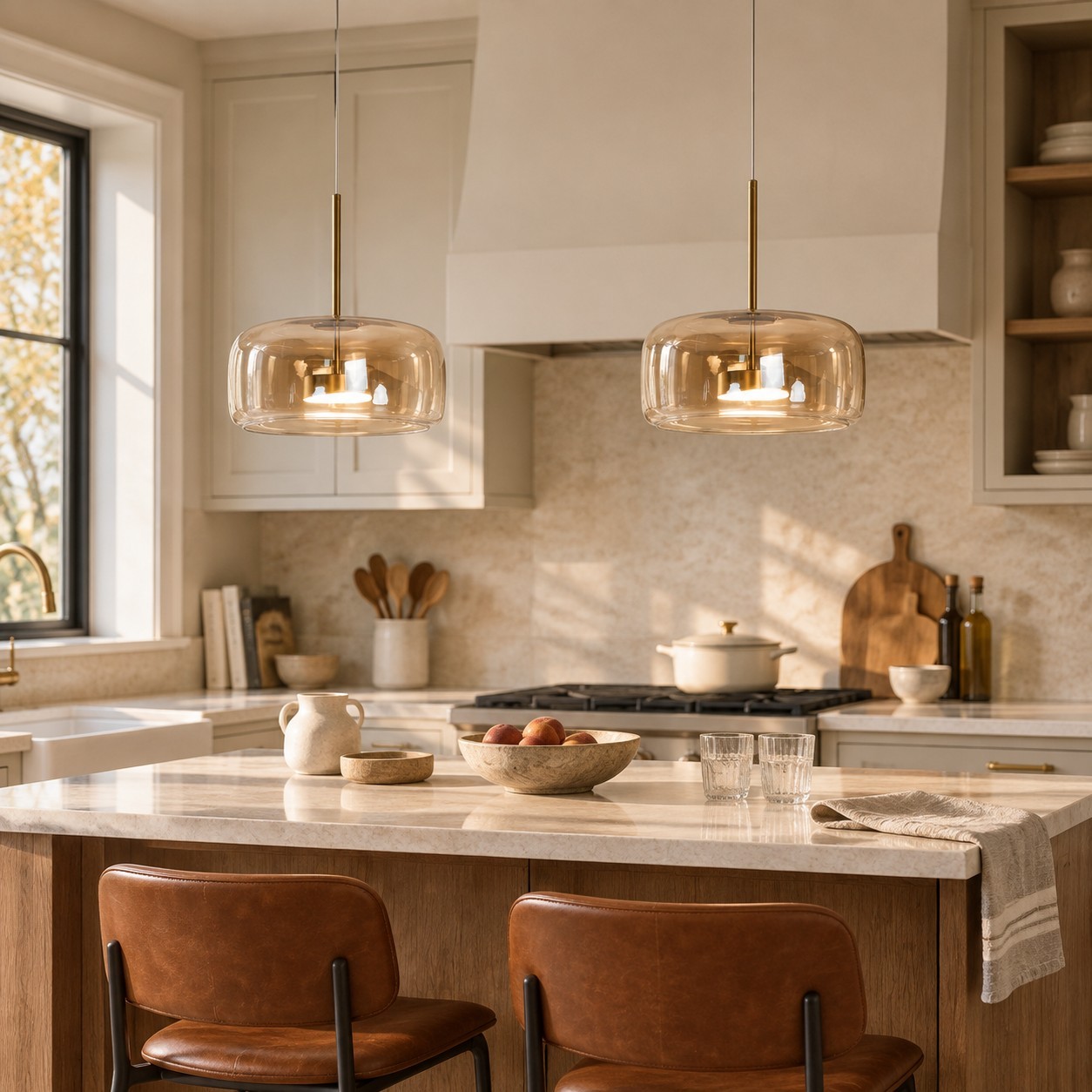 Raith Mouth Blown Glass Shade Pendant Light