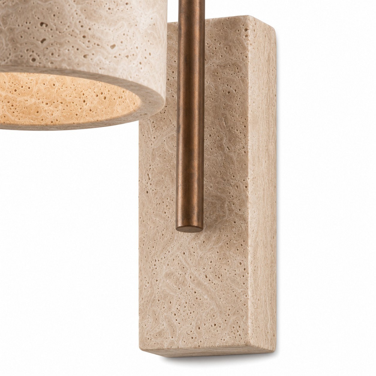 Elliot Wabi Sabi Travertine Wood Cylinder Wall Light