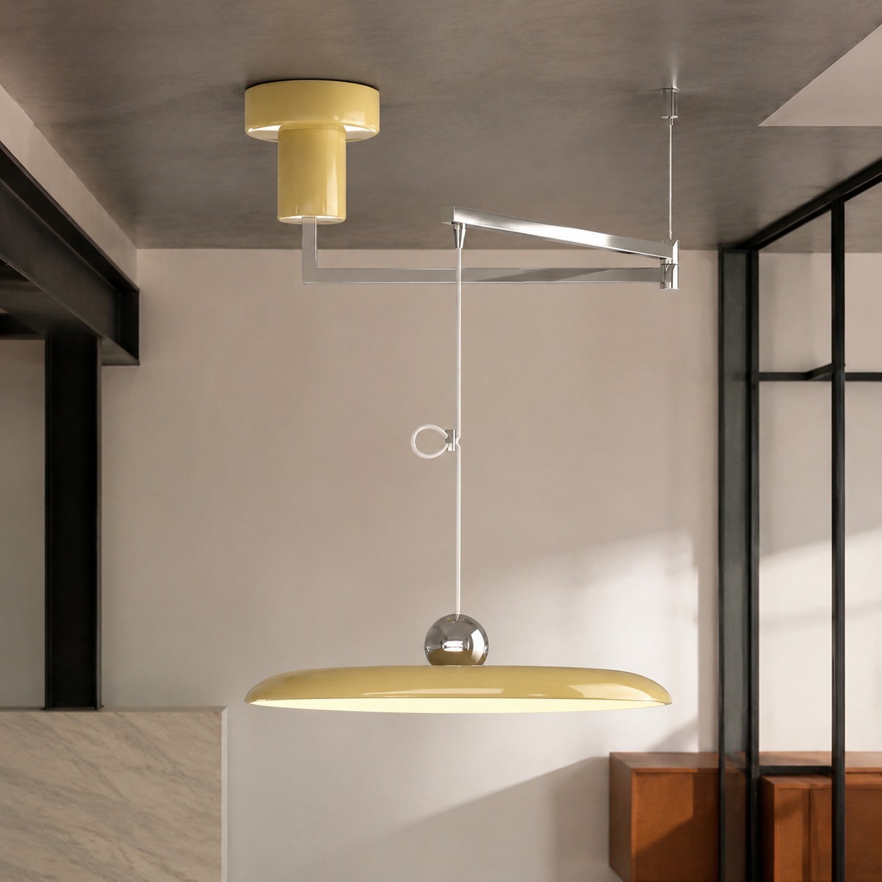 Delphin Colorful Swing Arm Flying Saucer Pendant Light