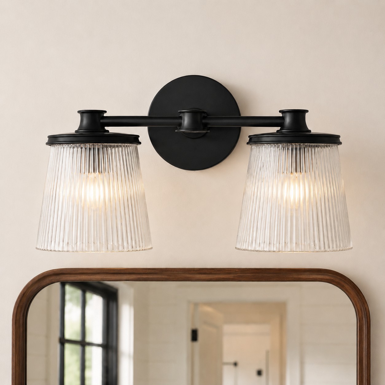 Margot Farmhouse Ribbed Glass 1/2/3 Lights Vanity Wall Sconce