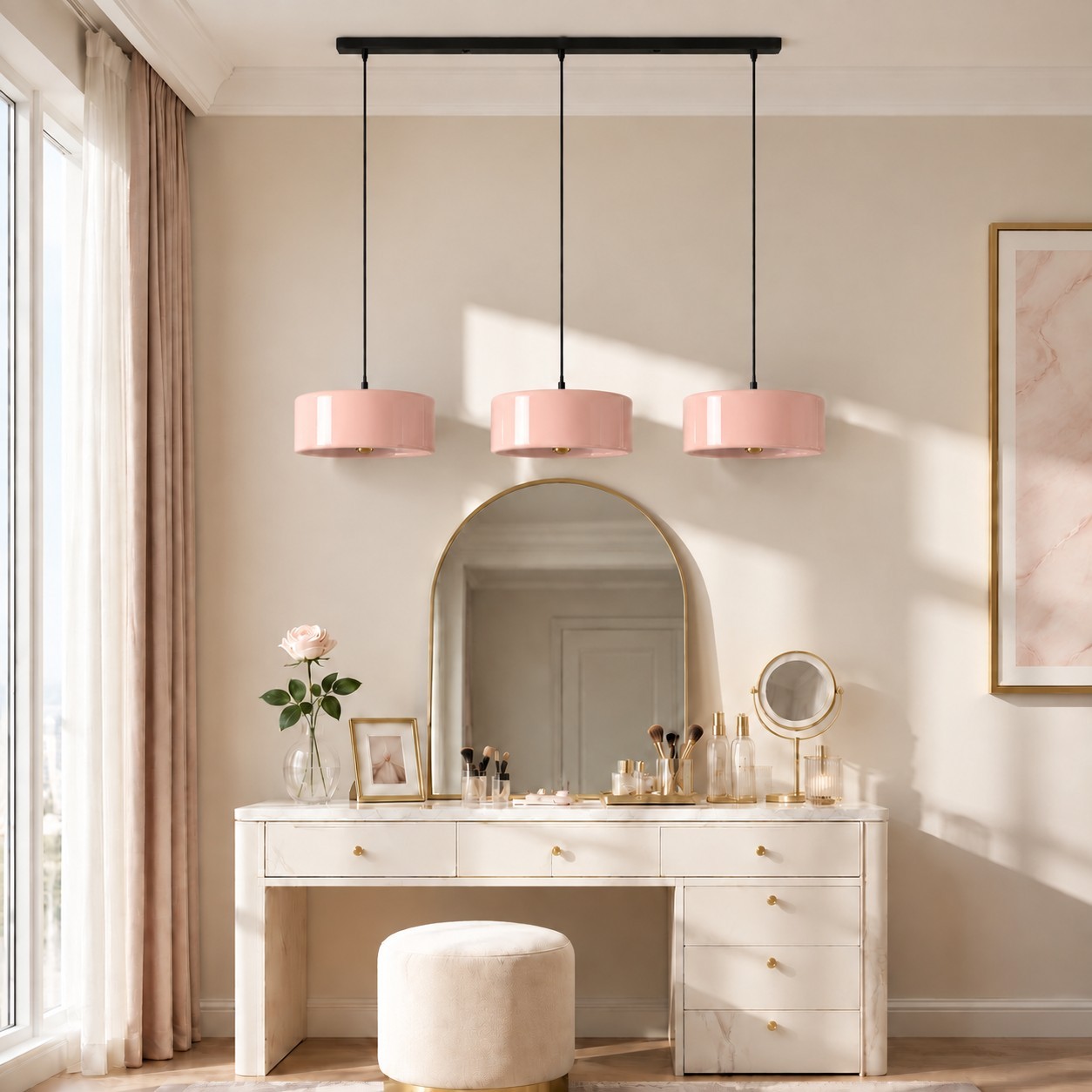 Xavier Modern Glossy Ceramic Drum Pendant Light