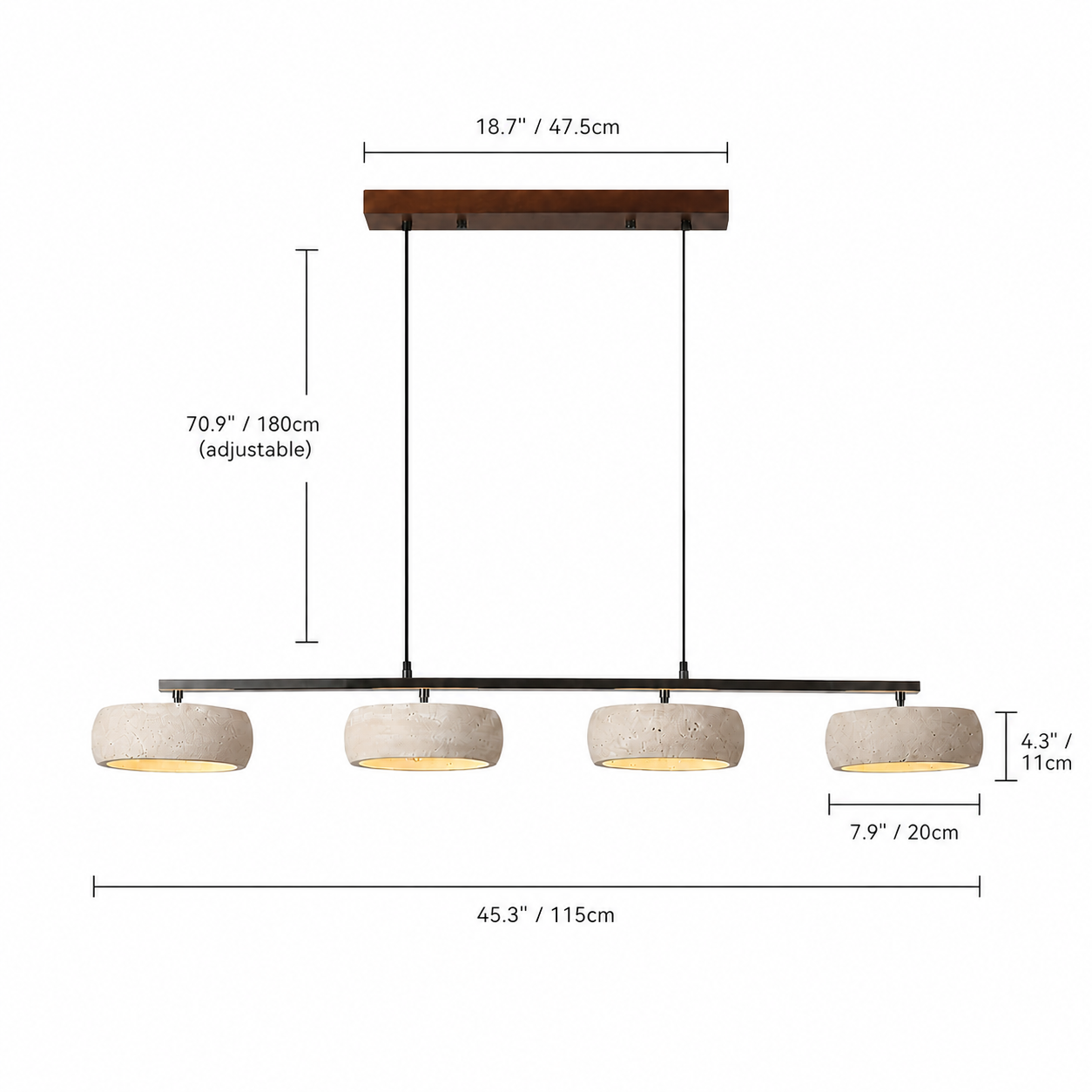 Eamon Wabi Sabi LED 4-Light Travertine Linear Pendant Light