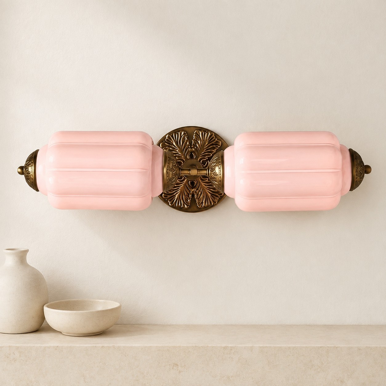 Cyrilith Vintage Art Deco Milk Glass Eloise Vanity Light