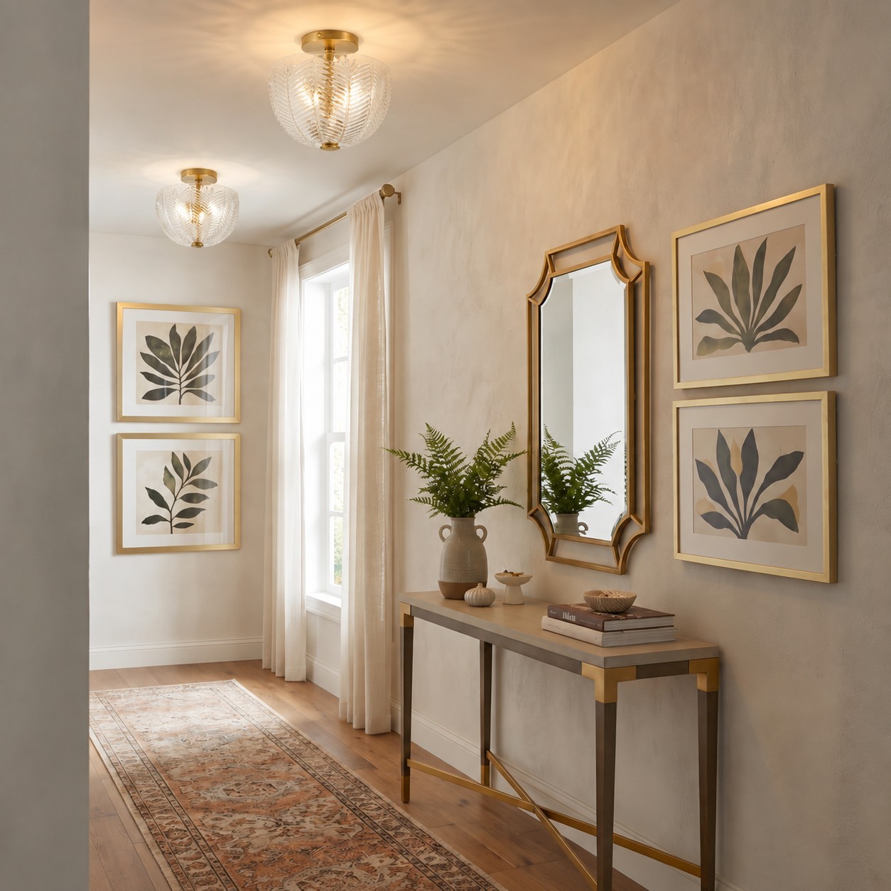 Danica Mid-century  Glass Leaf Round Flush Mount Ceiling Light