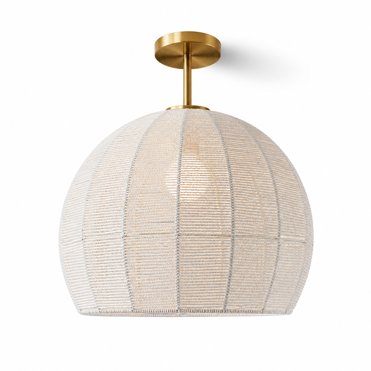 Dronor Ivory Woven Rope Globe Semi Flush Mount Light
