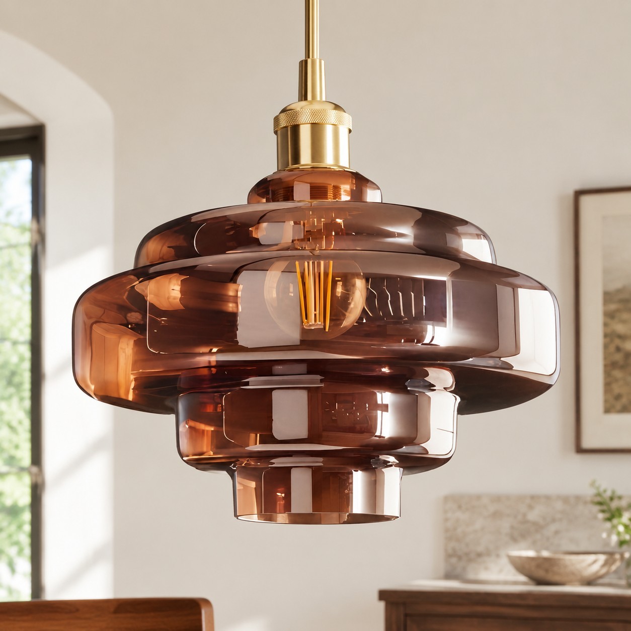 Yves Vintage Tiered Glass Pendant Light