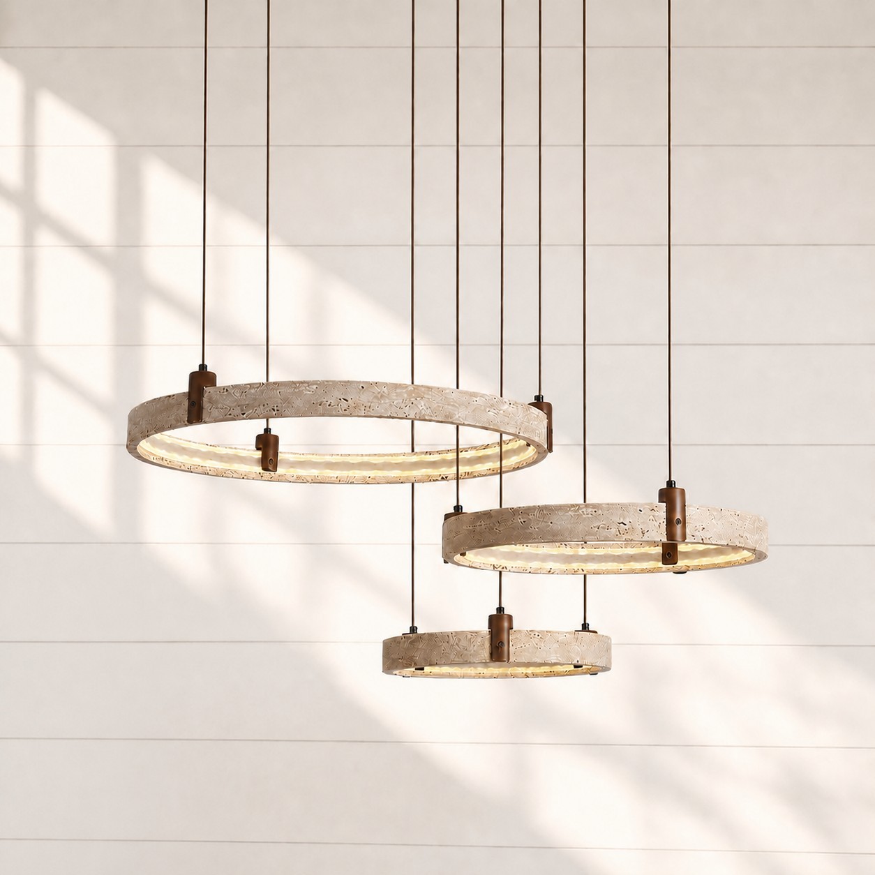 Ivy Wabi-Sabi Travertine Ring Integrated LED Chandelier