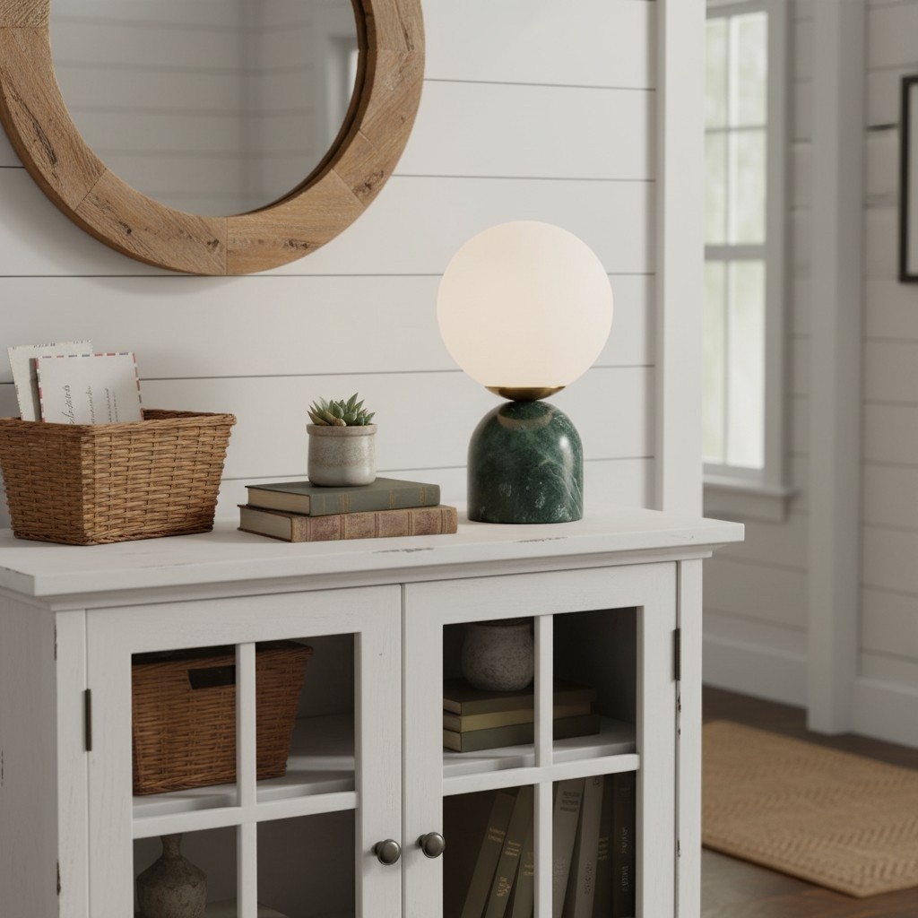 Aalia Nordic Small Marble Glass Orb Table Lamp