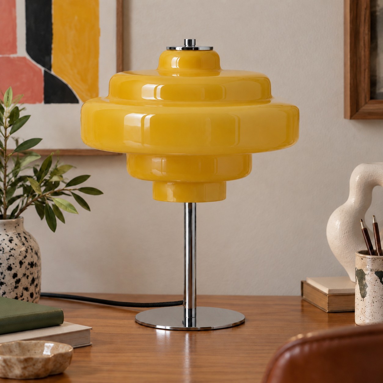 Yves Retro Multiple Colors Tiered Glass Table Lamp