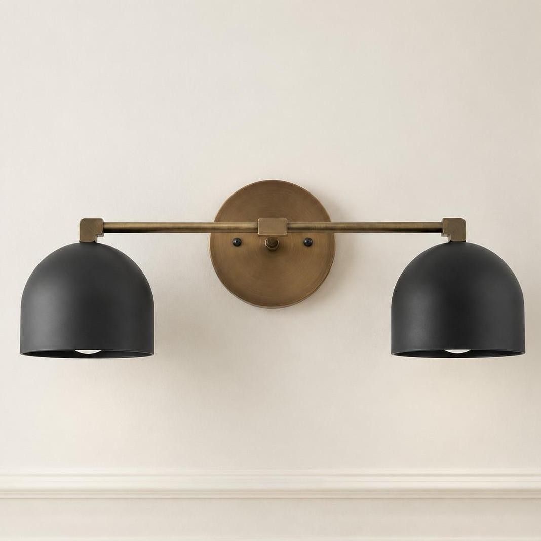 Astair Nordic Metal Deep Dome Vanity Wall Sconce in Rustic Brass
