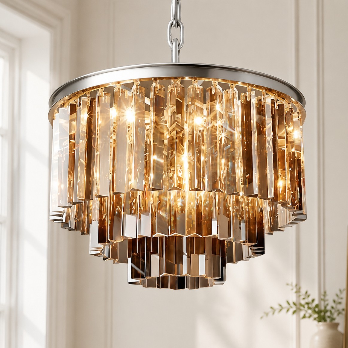 Guinevere Vintage Luxury Tiered Round Crystal Chandelier