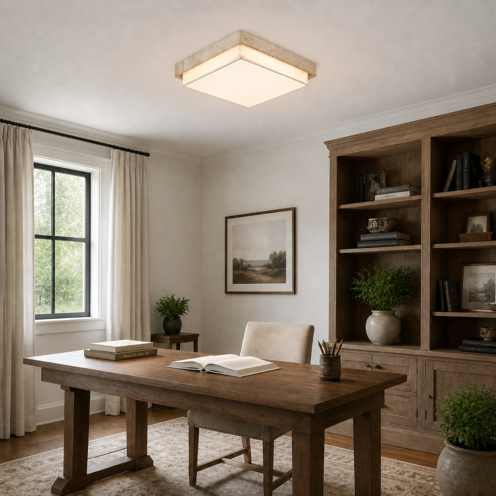 Cavell Wabi Sabi Travertine Flush Mount Ceiling Light