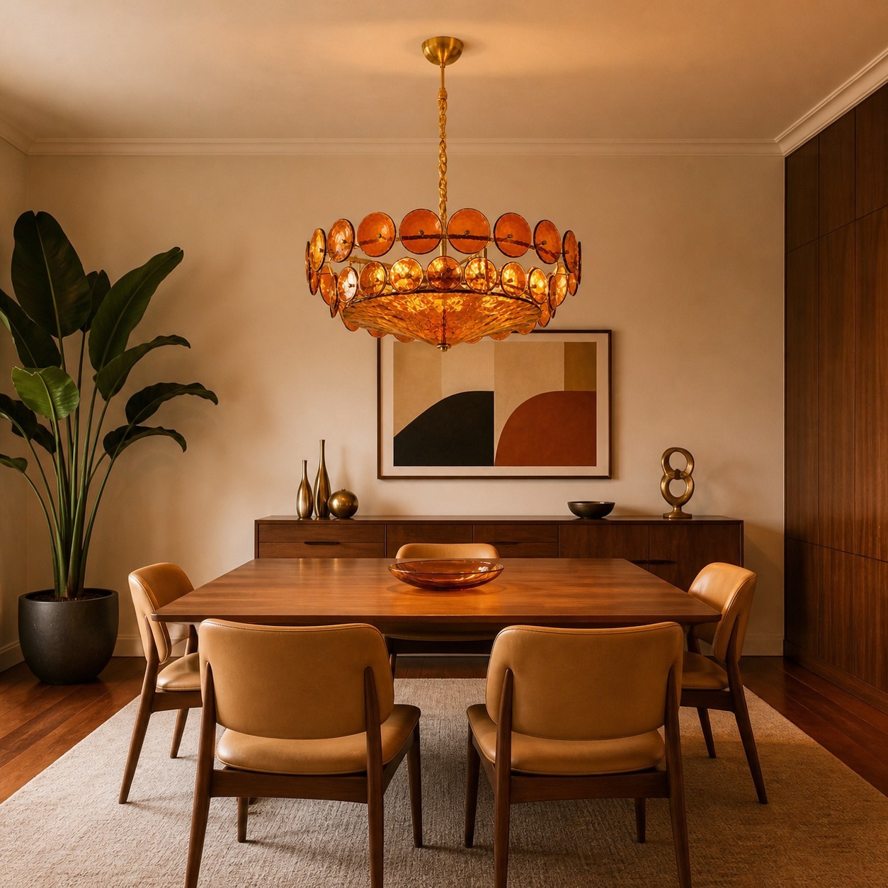 Harold Vintage Design-Forward Color Glass  Chandelier