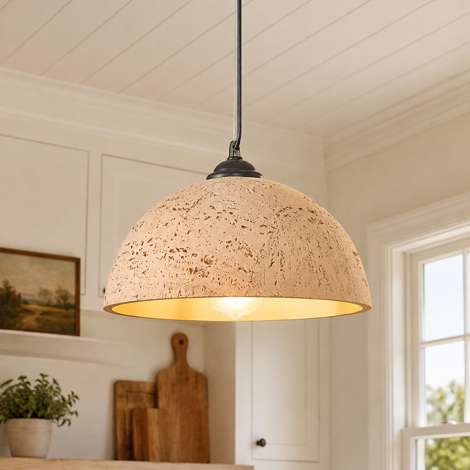 Luran Wabi Sabi Dome Stone Pendant Light