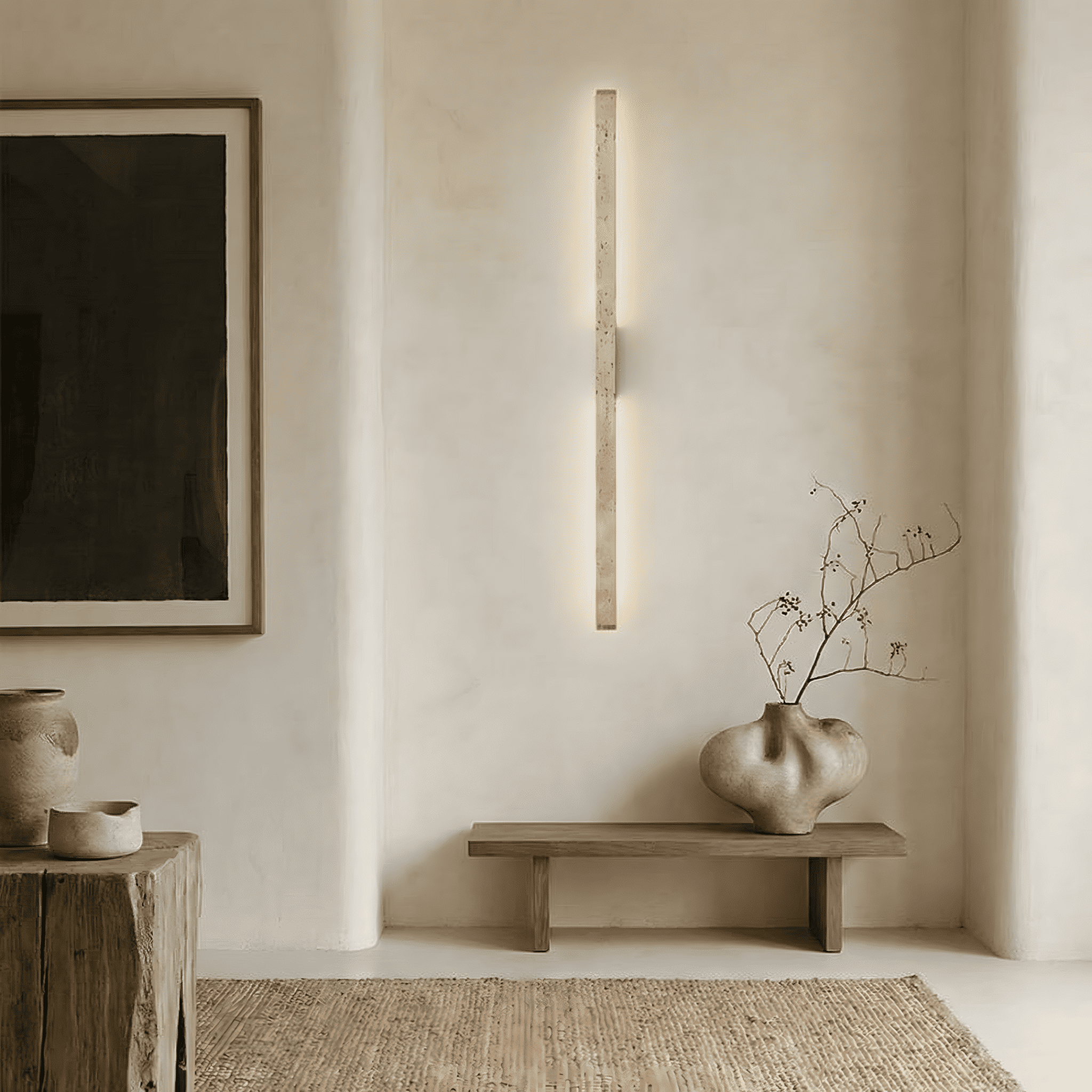 Jarvis Minimalist Travertine Linear LED Wall Lamp