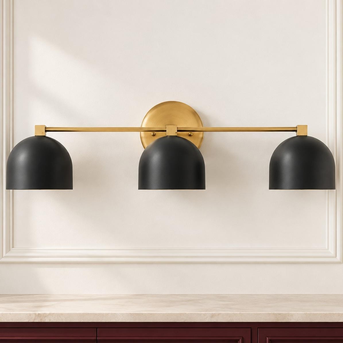 Astair Nordic Metal Deep Dome Vanity Wall Sconce in Rustic Brass