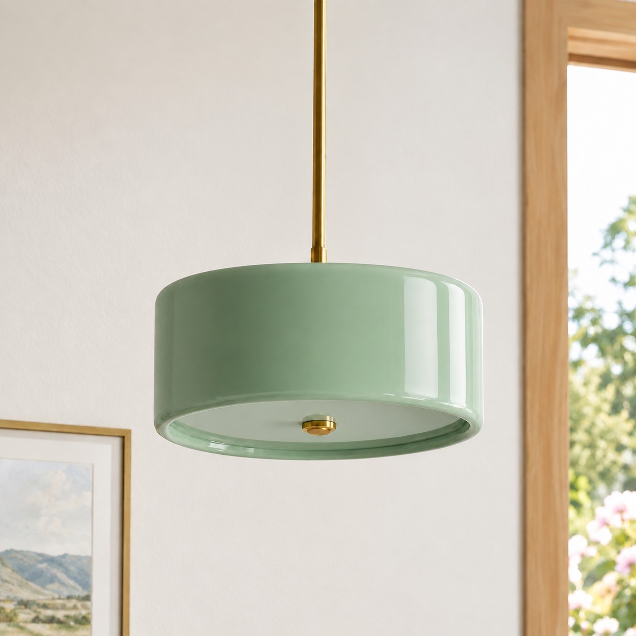 Xavier Modern Glossy Ceramic Drum Pendant Light