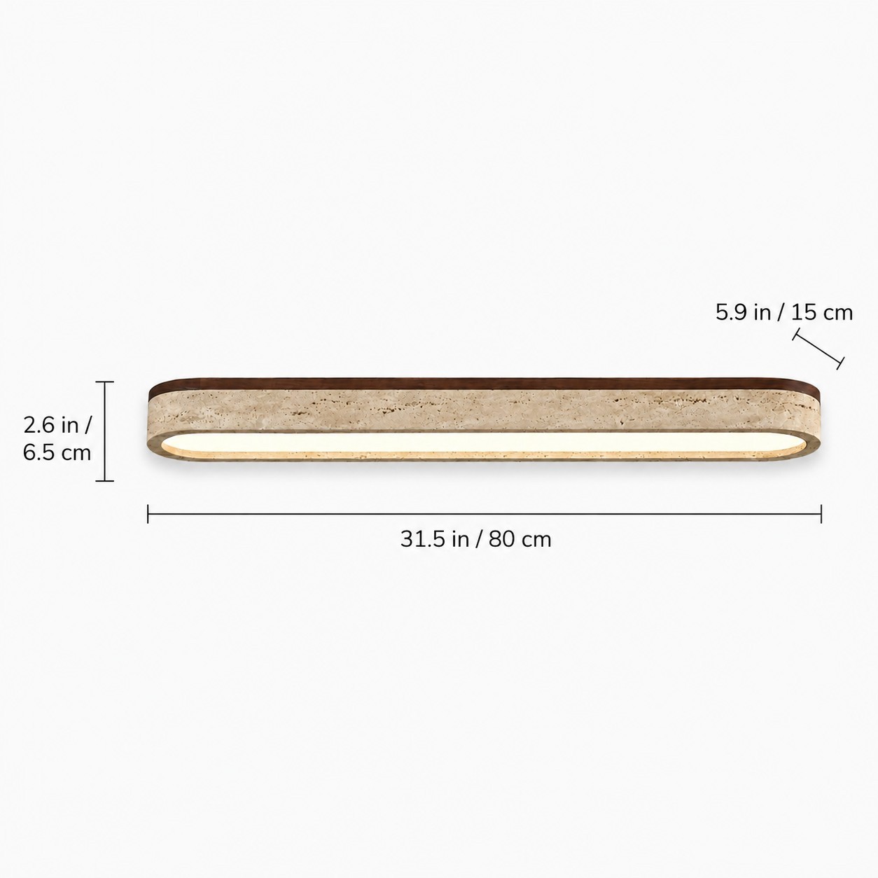 Samue Travertine Wood Linear LED Flush Mount Ceiling Light