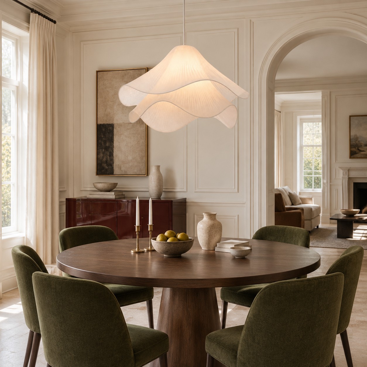 Liora Modern Petal Iron Fabric Pendant Light