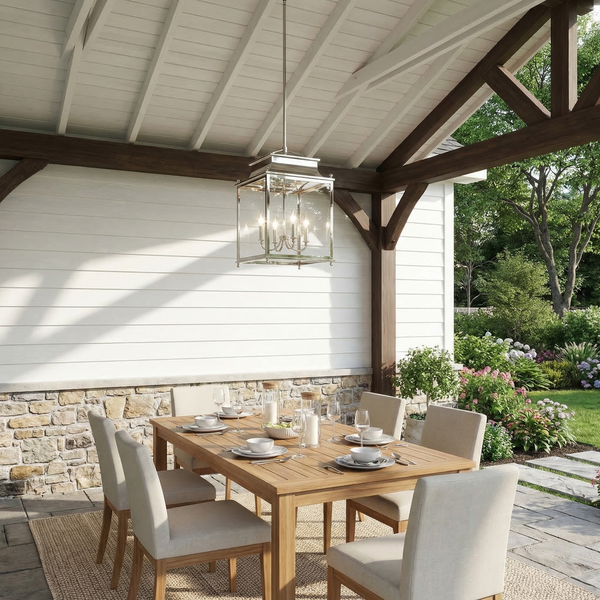 Marcellus Classic Metal Clear Glass Outdoor Lantern Pendant Light