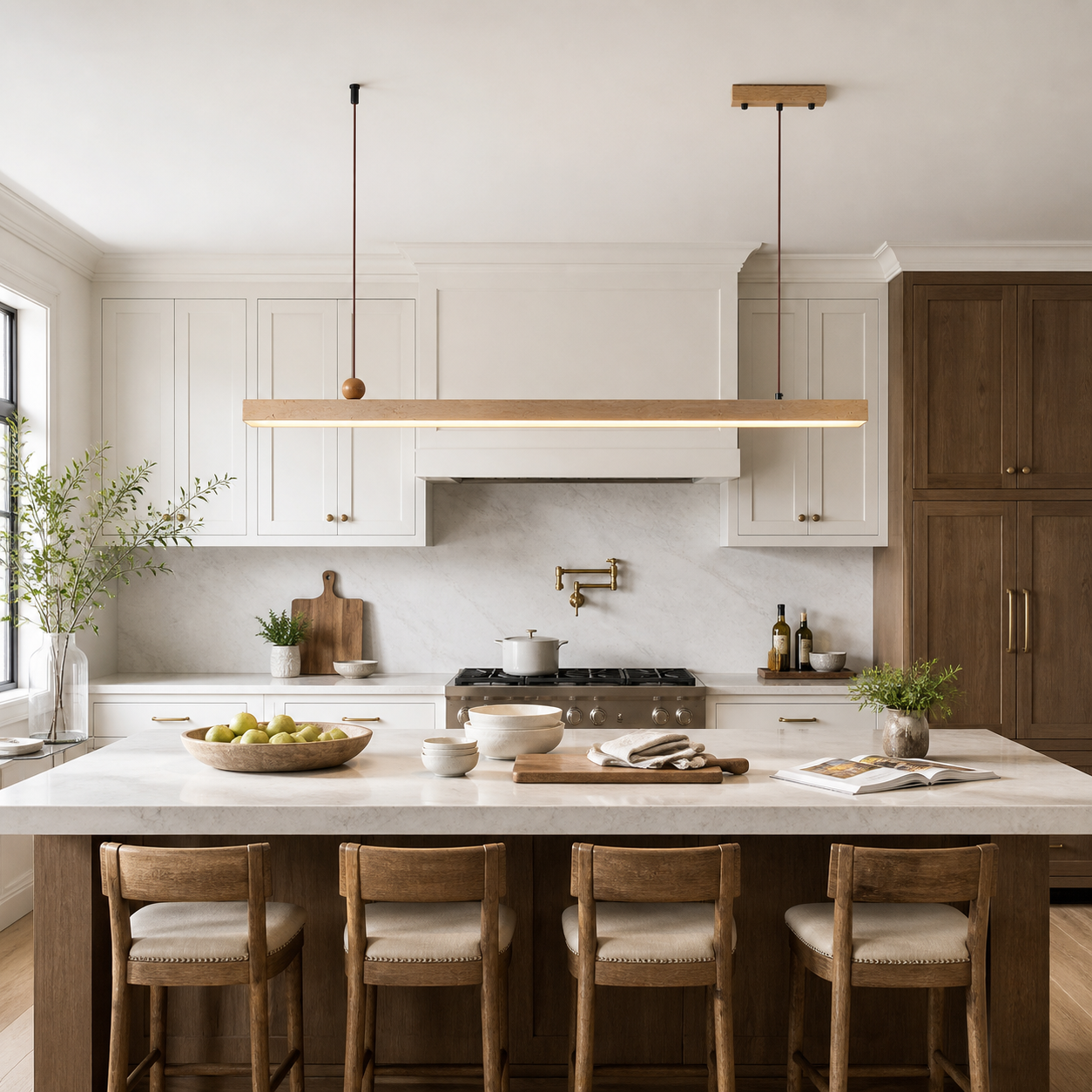 Orson Modern LED Travertine Linear Pendant Light