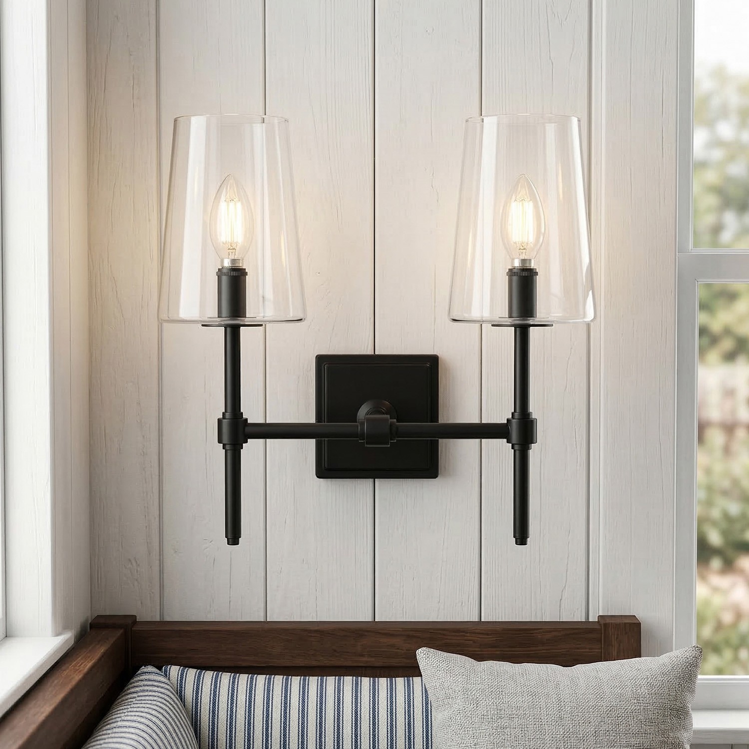 Murano Farmhouse Clear Glass Vanity Wall Sconce