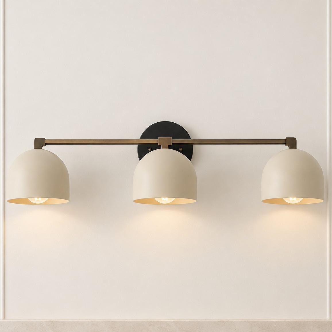 Astair Nordic Metal Deep Dome Vanity Wall Sconce in Rustic Brass